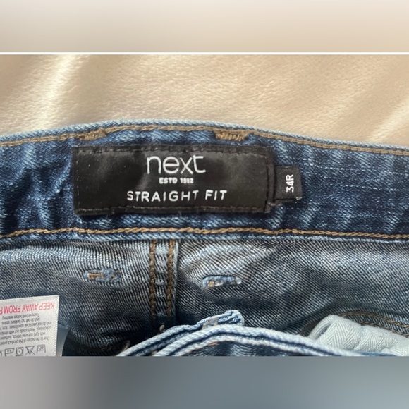 Mens Next Jeans Size 34R Blue Denim Straight Fit Pants W34 L31 - Picture 11 of 11